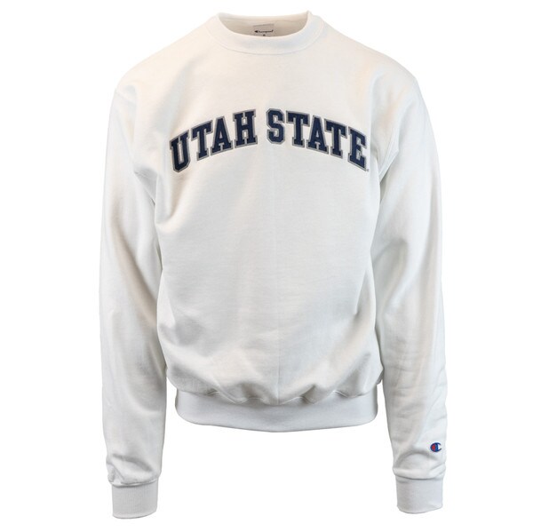 Utah State Patch Embroidered Letters Crew White